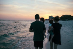 Family Walking on Beach